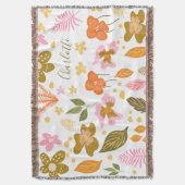 Custom Whimsical Floral Boho Herbst Orange Pink Decke (Vorderseite Vertikal)