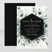Custom Whimsical Floral Sage Green Wedding Save The Date (Vorne/Hinten)
