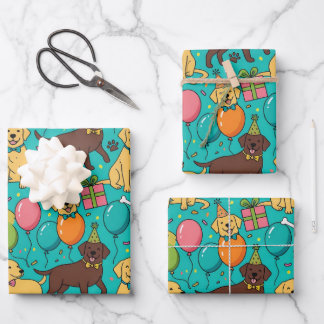 custom whimsical Labrador Retriever birthday Geschenkpapier Set