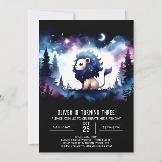 Custom Whimsical Lion Birthday Einladung (Vorderseite)