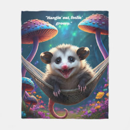 Custom Whimsical Opossum Psychedelic Hippie Fleecedecke