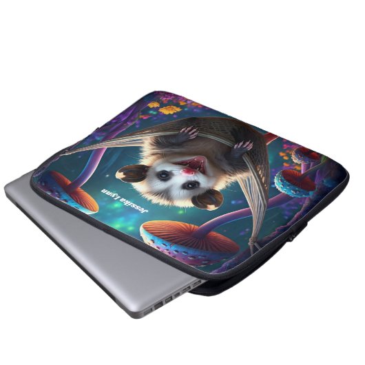 Custom Whimsical Opossum Psychedelic Hippie Laptopschutzhülle (Vorne Knopf)