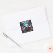 Custom Whimsical Opossum Psychedelic Hippie Quadratischer Aufkleber (Umschlag)