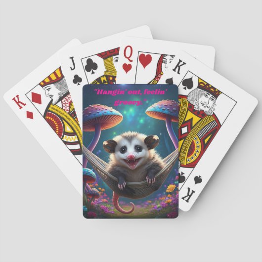 Custom Whimsical Opossum Psychedelic Hippie Spielkarten (Rückseite)