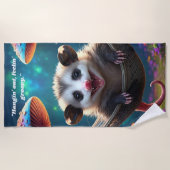 Custom Whimsical Opossum Psychedelic Hippie Strandtuch (Vorderseite)
