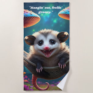 Custom Whimsical Opossum Psychedelic Hippie Strandtuch