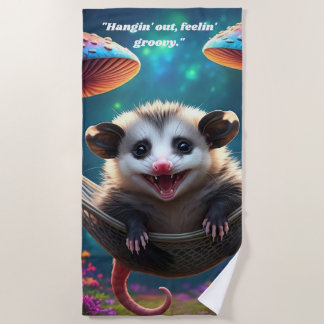 Custom Whimsical Opossum Psychedelic Hippie Strandtuch