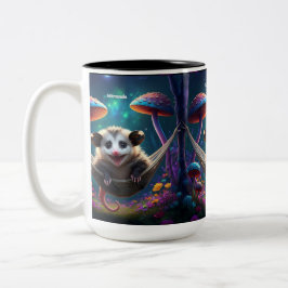 Custom Whimsical Opossum Psychedelic Hippie Zweifarbige Tasse
