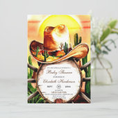 Custom Whimsical Pastel Cowboy Baby Dusche Einladung (Stehend Vorderseite)