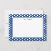 Custom Whimsical Paw Print Polka Dot Blue Note Karte (Vorderseite)
