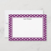 Custom Whimsical Paw Print Polka Dot Purple Note Karte (Vorderseite)