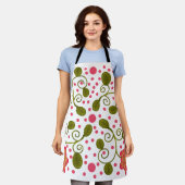 Custom Whimsical Pink Floral & Polka Dot Pattern Schürze (Getragen)
