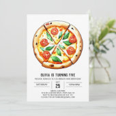 Custom Whimsical Pizza Birthday Einladung (Stehend Vorderseite)