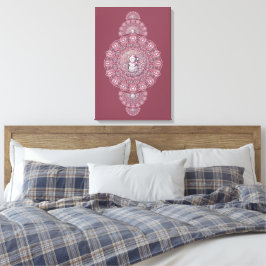 Custom Whimsical Snowman Ornamental Mandala Wall Leinwanddruck