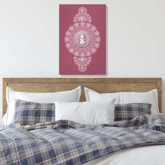Custom Whimsical Snowman Ornamental Mandala Wall Leinwanddruck (Insitu (Schlafzimmer))