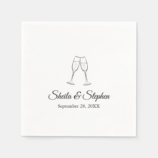 Custom Whimsical Wine Gläser Cheers Wedding Serviette (Vorderseite)