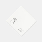 Custom Whimsical Wine Glasses Initials Hochzeit Serviette (Ecke)