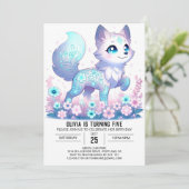 Custom Whimsical Wolf Digital Geburtstag Einladung (Stehend Vorderseite)