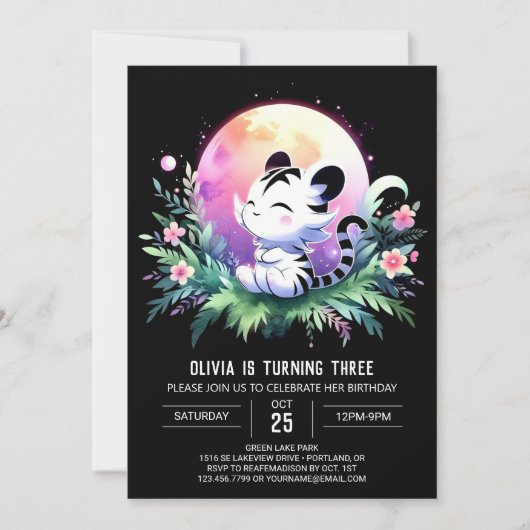 Custom Whimsy Tiger Birthday Einladung (Vorderseite)