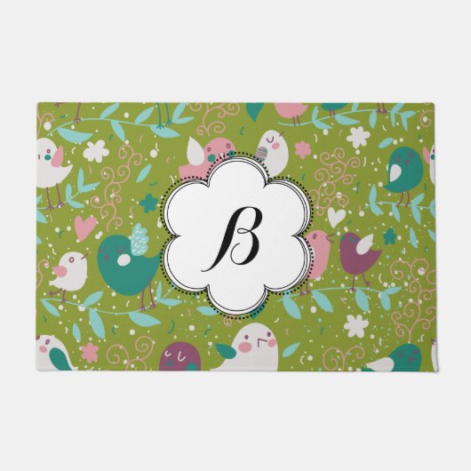Custom Whimsy Tweety Birds on Vines Garden Fußmatte (Vorderseite)