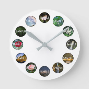 Custom White 12 Photo Clock  Runde Wanduhr