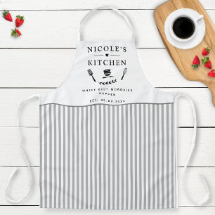 Custom, White and Gran Stripes, Bauernhof Küche Schürze