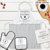 Custom, White and Gray Streifen, Bauernhof Küche Schürze