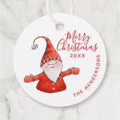 Custom White and Red Niedlich Gnome Frohe Weihnach Geschenkanhänger (Rückseite)