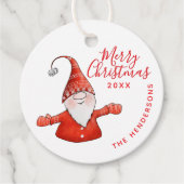 Custom White and Red Niedlich Gnome Frohe Weihnach Geschenkanhänger (Vorderseite)