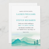 Custom White Aquamarin Blue Wüste Gebirge Hochzeit Einladung (Vorne/Hinten)