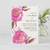 Custom White Bank Painted Peonies Wedding Einladung (Stehend Vorderseite)