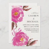 Custom White Bank Painted Peonies Wedding Einladung (Vorne/Hinten)