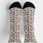 Custom White Beige Red Green Paisley Pattern Socken (Oben)