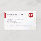 Custom White Black Red Real Anwesen Agent Visitenkarte (Rückseite)