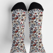 Custom White Blue Gray Red Paisley Muster Socken (Oben)