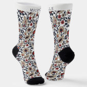 Custom White Blue Gray Red Paisley Muster Socken (Gewinkelt)