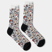 Custom White Blue Gray Red Paisley Muster Socken (Rechts)