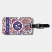 Custom White Blue Pink Lila Paisley Muster Gepäckanhänger (Vorderseite horizontal)