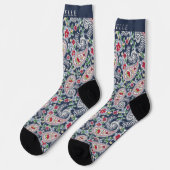 Custom White Blue Red Paisley Muster Socken (Linkes Detail)