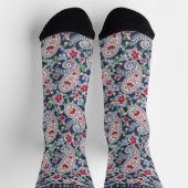 Custom White Blue Red Paisley Muster Socken (Oben)