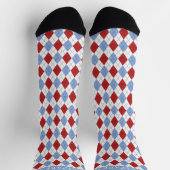 Custom WHite Blue Red Raute Muster Socken (Oben)