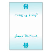 Custom White Blue Seepferd Wedding Platzkarten Tischnummer (Vorderseite)