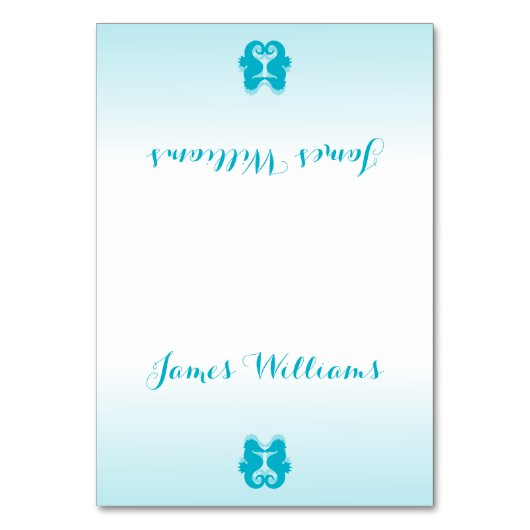 Custom White Blue Seepferd Wedding Platzkarten Tischnummer (Vorderseite)