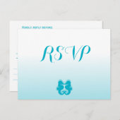 Custom White Blue Seepferd Wedding RSVP Postcards Einladungspostkarte (Vorne/Hinten)