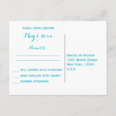 Custom White Blue Seepferd Wedding RSVP Postcards Einladungspostkarte (Rückseite)