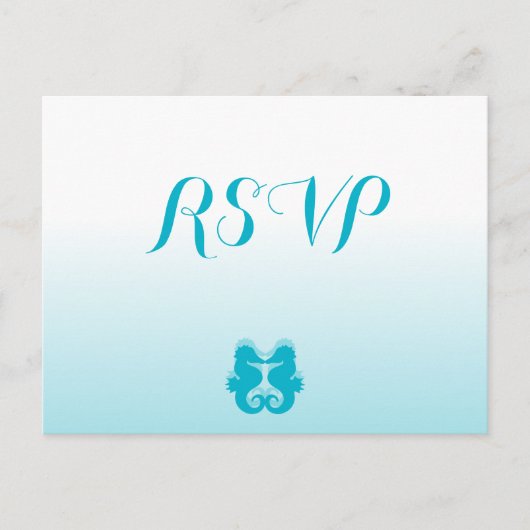 Custom White Blue Seepferd Wedding RSVP Postcards Einladungspostkarte (Vorderseite)