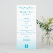 Custom White Blue Seepferd Wedelmenu Cards Menükarte (Stehend Vorderseite)