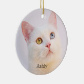 Custom White Cat Foto Personalisiert Keramik Ornament (Rechts)