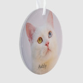 Custom White Cat Foto Personalisiert Ornament (Vorderseite)