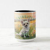 Custom White Chihuahua Sunrise, Miniature Liebe Kaffeetasse (Zentrum)